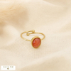 Bague acier verre cabochon forme caillou facetté 0426034 orange