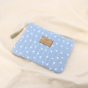 Pochette trousse plate message cœur coton pompon 0926001 bleu