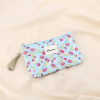 Pochette trousse plate fleur polyester Amour pompon 0926003 bleu