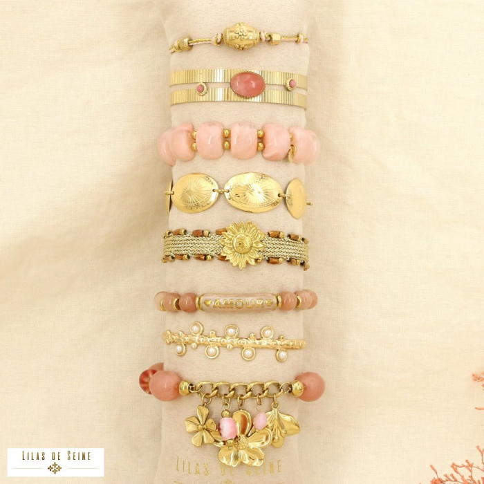 Ensemble 8 bracelets acier inoxydable nuance rose 0226126 rose