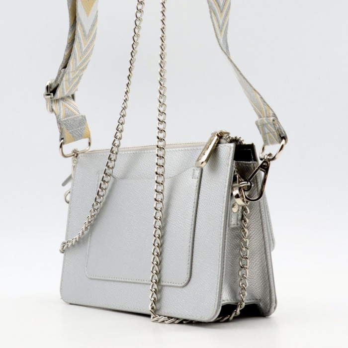 Sac à bandoulière large fantaisie Flora&Co 0926009 argenté