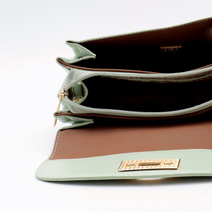 Sac porté épaule Flora&Co simili-cuir embossé 0926013 vert aqua