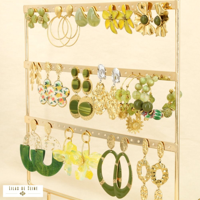 Ensemble 15 boucles d'oreilles acier nuance vert 0326123 vert