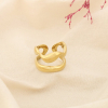 Bague ouverte acier double-rangs sculptural ondulé 0426060 doré