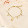 Bracelet acier double rang pampilles main cœur œil 0226024 doré