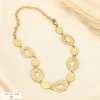 Collier acier inoxydable maillons ovales texturés 0126028 doré