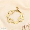 Bracelet acier inoxydable maillons ovales texturés 0226018 doré
