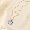 Collier acier inoxydable émail pendentif floral 0126015 bleu