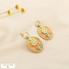 Boucles d’oreille acier médaillon ovale fleur émail 0326062 orange