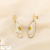Boucles d’oreille acier pendentif fleurs séchées 0326008 naturel/beige