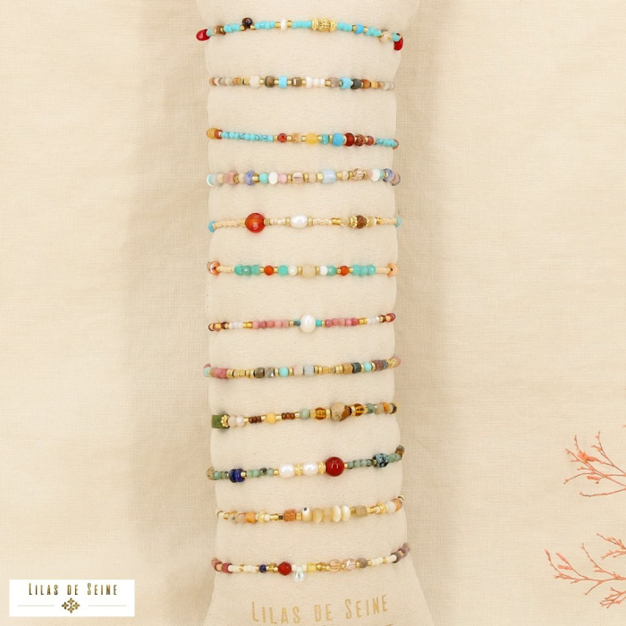 Ensemble 12 bracelets perles multicolores acier 0226154 multi