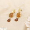 Boucles d’oreille romantique acier cabochons résine 0326023 cognac