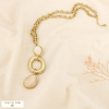 Collier contemporain chic acier pendentif résine 0126010 taupe