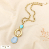 Collier contemporain chic acier pendentif résine 0126010 bleu ciel