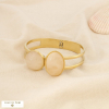 Bracelet manchette contemporain chic acier résine 0226101 naturel/beige