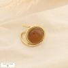 Bague double anneaux contemporaine chic acier résine 0426057 cognac