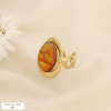 Bague ouverte acier inox. cabochon résine marbrée 0426046 taupe