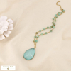 Collier pendentif goutte résine transparente acier 0126063 vert aqua