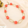 Collier cubes résine marbrée anneaux acier inox. 0126068 rouge corail