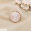 Broche pin’s ronde camée acier inoxydable résine 0526037 rose