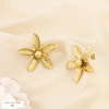 Boucles d’oreilles fleur stylisée cinq pétales acier 0326022 doré