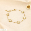 Bracelet marguerites acier inoxydable bille nacrée 0126037 doré