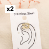 2 Bagues d'oreilles acier inoxydable strass coeur 0326099 doré