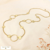 Collier sautoir acier anneaux pastilles martelées 0126099 doré