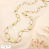 Collier sautoir acier martelé maillons ovales 0126113 doré