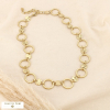 Collier acier inoxydable anneaux martelé graphique 0126112 doré