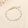 Bracelet acier inox strass émail chapelet trèfle 0226131 noir