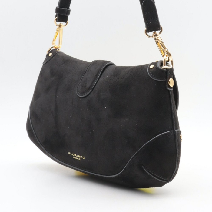 Sac porté épaule Flora&Co bohème chic façon daim clous 0926033 noir