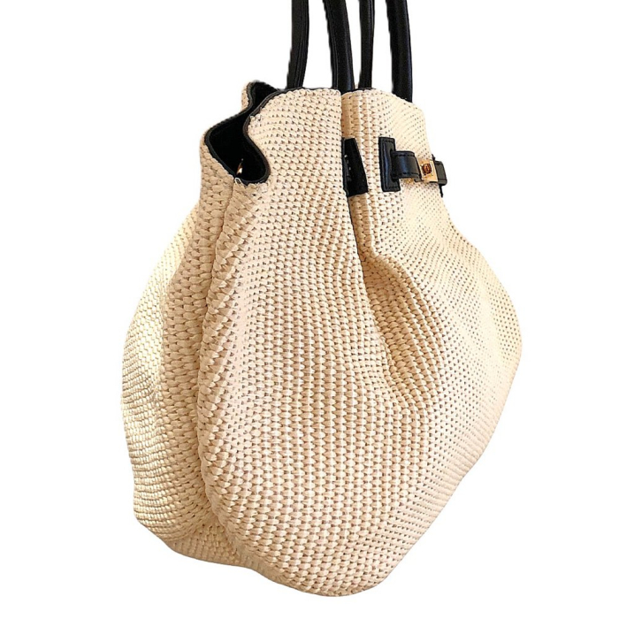 Cabas femme synthétique tressé anses simili-cuir 0926020 noir