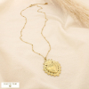 Collier acier inoxydable pendentif cœur solaire 0125591 doré