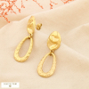 Boucles d’oreilles acier inoxydable texturé martelé 0326080 doré