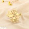 Broche épingle acier inoxydable feuilles ginkgo 0526020 doré