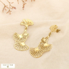 Boucles d’oreilles acier inoxydable ajouré ginkgo 0326084 doré