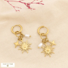 Boucles d’oreilles acier soleil étoile perles 0326110 doré