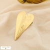 Broche épingle acier inoxydable cœur strié texturé 0526025 doré