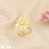 Bague ouverte marguerite feuille acier inoxydable 0426036 doré