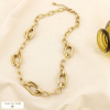 Collier chaîne acier inoxydable gros maillons ovales 0126125 doré