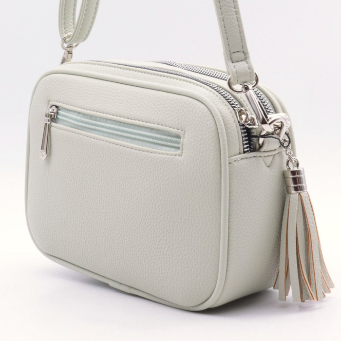 Sac box Flora&Co simili-cuir grainé pompon tassel femme 0922053 vert menthe