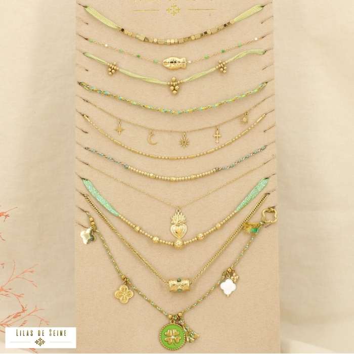 Ensemble 10 colliers acier inoxydable nuance vert 0126167 vert