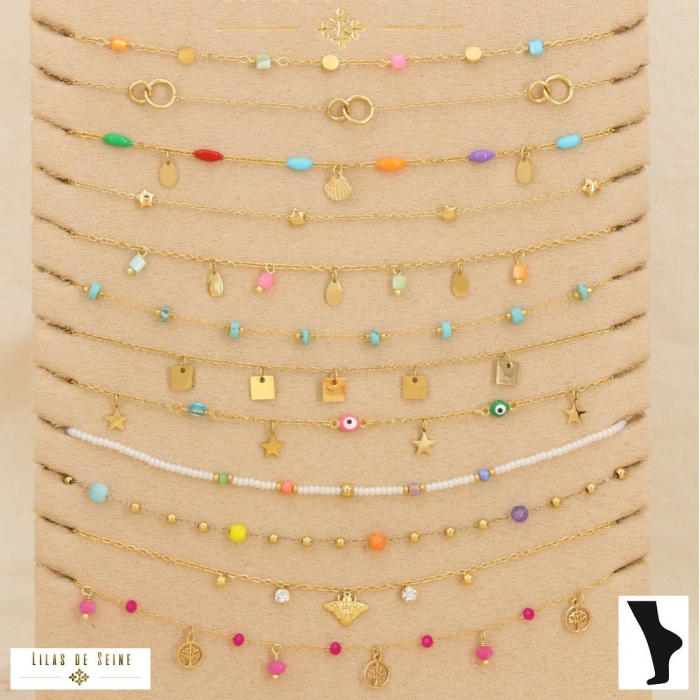 Ensemble 12 chaîne de cheville acier multi-color 0226202 multi