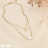 Collier double rang acier inox perles d’eau douce 0126077 doré
