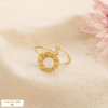 Bague ouverte marguerite acier inoxydable nacre 0426050 doré