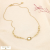 Collier acier inoxydable nacre maillon ovale 0126073 doré