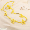 Collier sautoir acier inoxydable résine marbré fleur 0126133 jaune