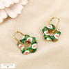Boucles d'oreilles créoles acier inox émail floral 0326013 vert