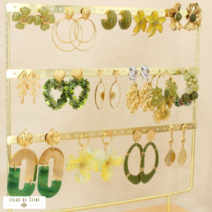 Ensemble 15 boucles d'oreilles acier nuance vert 0326123 vert